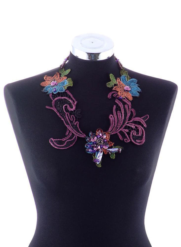 Colier dantela si cristale  Liza Panait Liza Panait Online Boutique